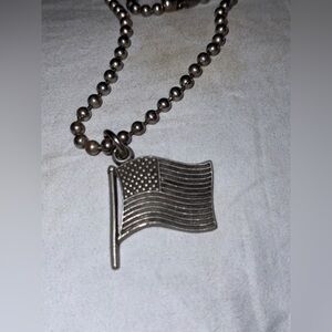 Silver American Flag Necklace